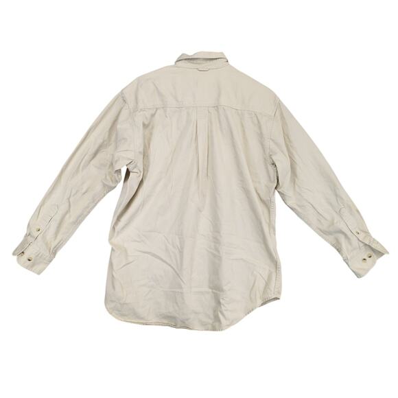 Vtg Timberland Men's S Beige Heavyweight Cotton Button Down Shirt Gorpcore Chore - Picture 2 of 6
